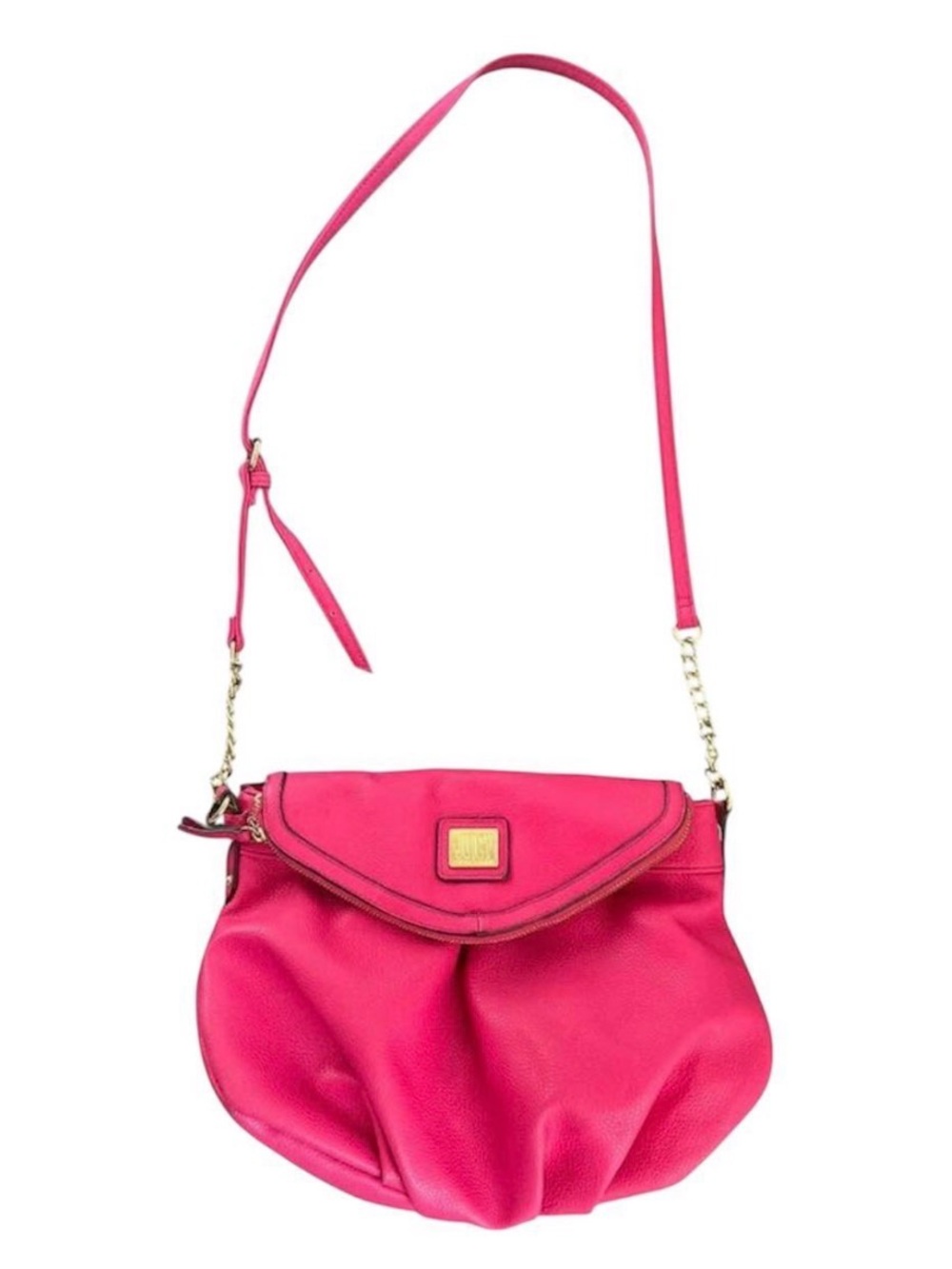 Juicy Couture Hot Pink Leather Crossbody with Gold-Tone Chain